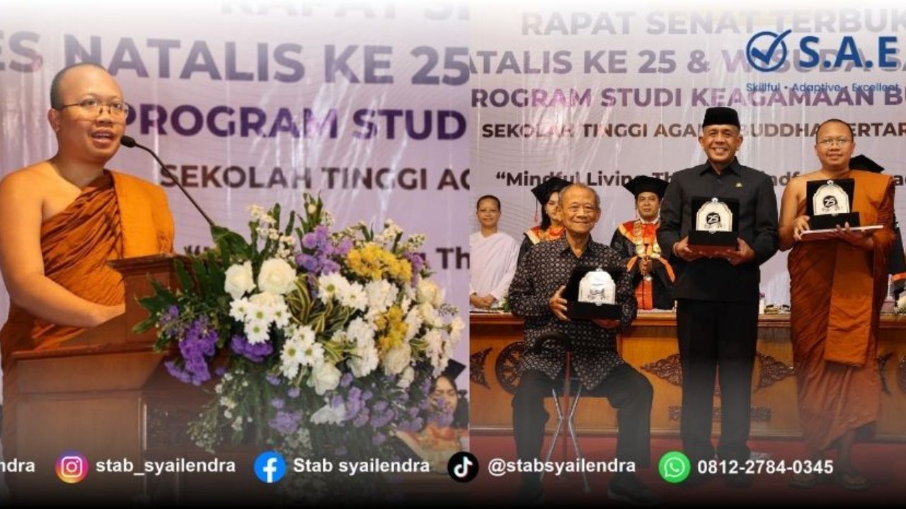 Bhikkhu Medhacitto memberikan Orasi Ilmiah dalam Wisuda Sarjana STAB Kertarajasa, Malang