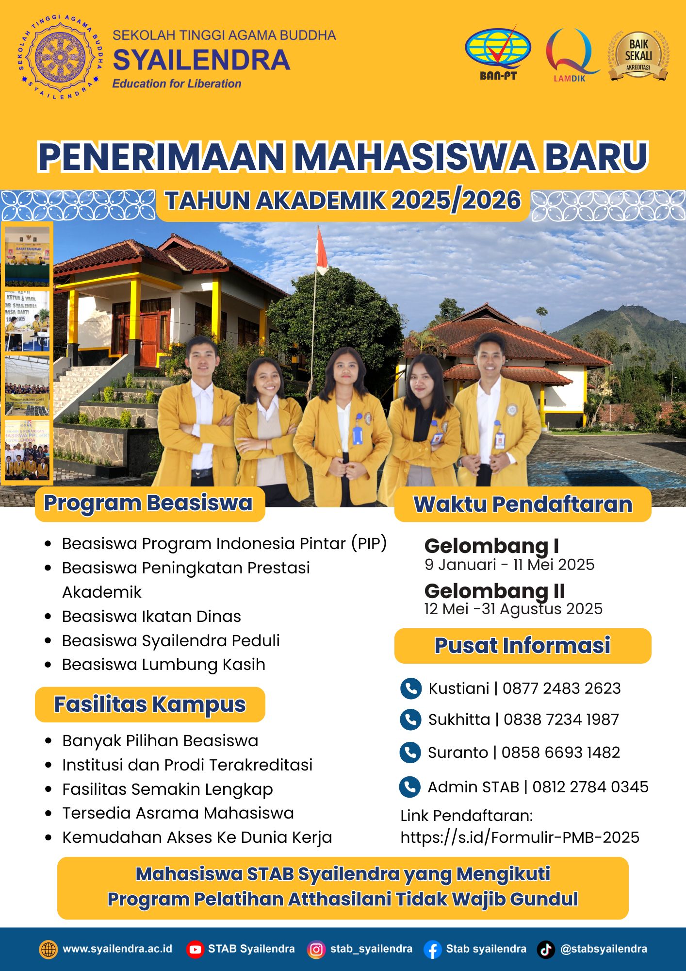 Penerimaan Mahasiswa Baru STAB Syailendra Tahun Akademik 2025/2026